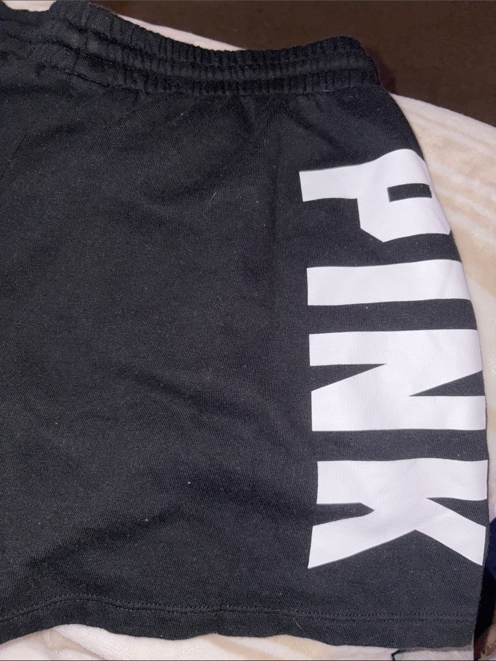 PINK Victoria's Secret Black Lounge Shorts with White Side Logo